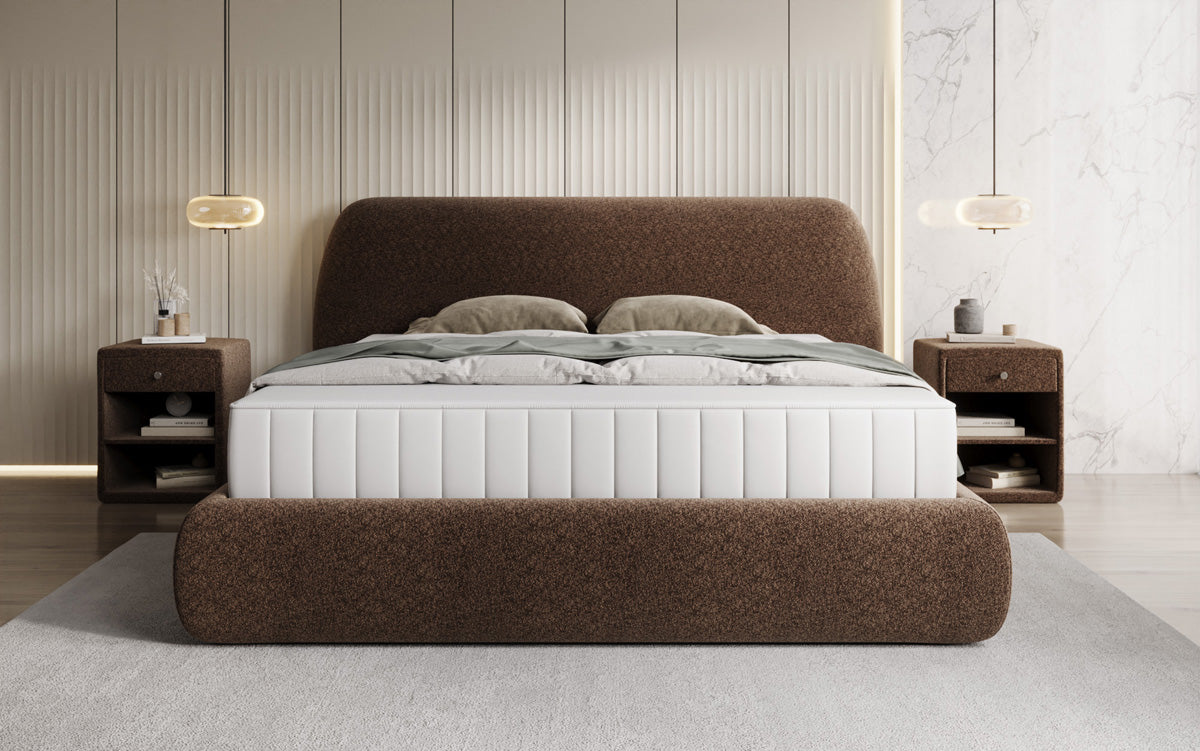 Designer Polsterbett Nella in Strukturstoff mit Stauraum