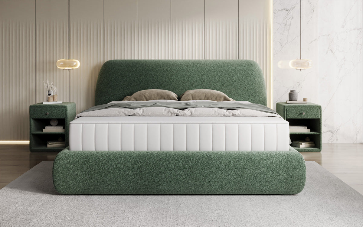 Designer Polsterbett Nella in Strukturstoff mit Stauraum