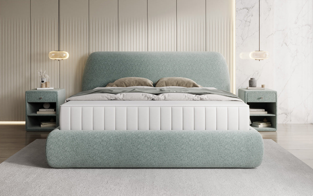Designer Polsterbett Nella in Strukturstoff mit Stauraum