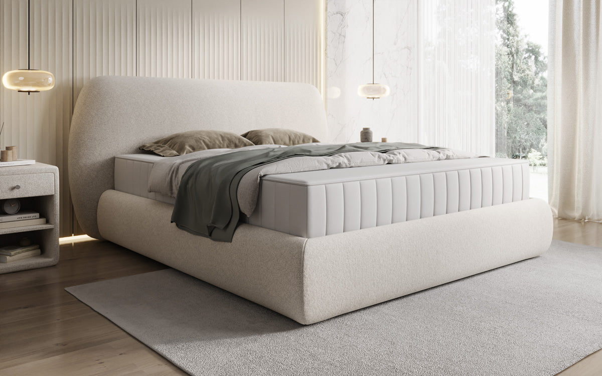 Designer Polsterbett Nella in Strukturstoff mit Stauraum