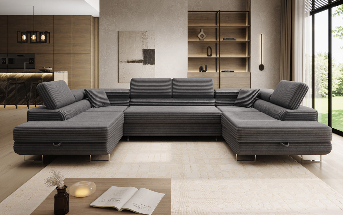 Designer Sofa Vigo mit Schlaf - und Klappfunktion in Cord