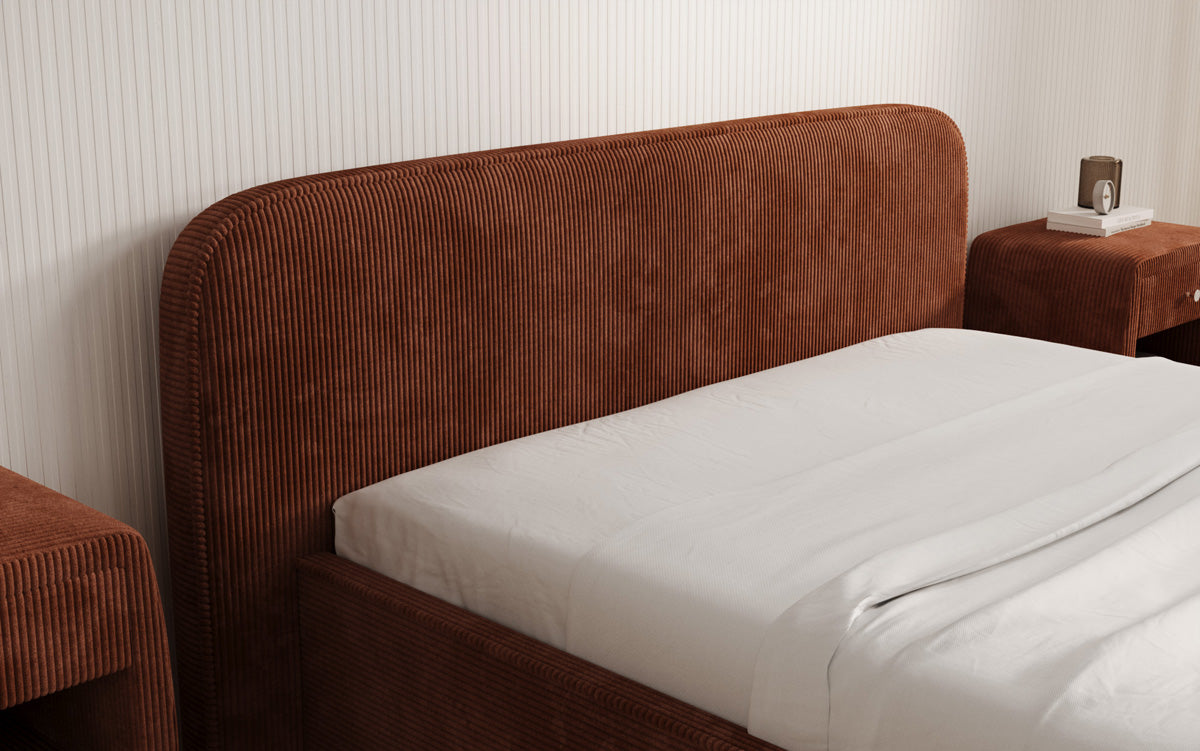 Designer Polsterbett Nola in Cord mit Stauraum