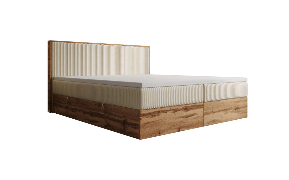Boxspringbett Timber Line in Cord mit Stauraum