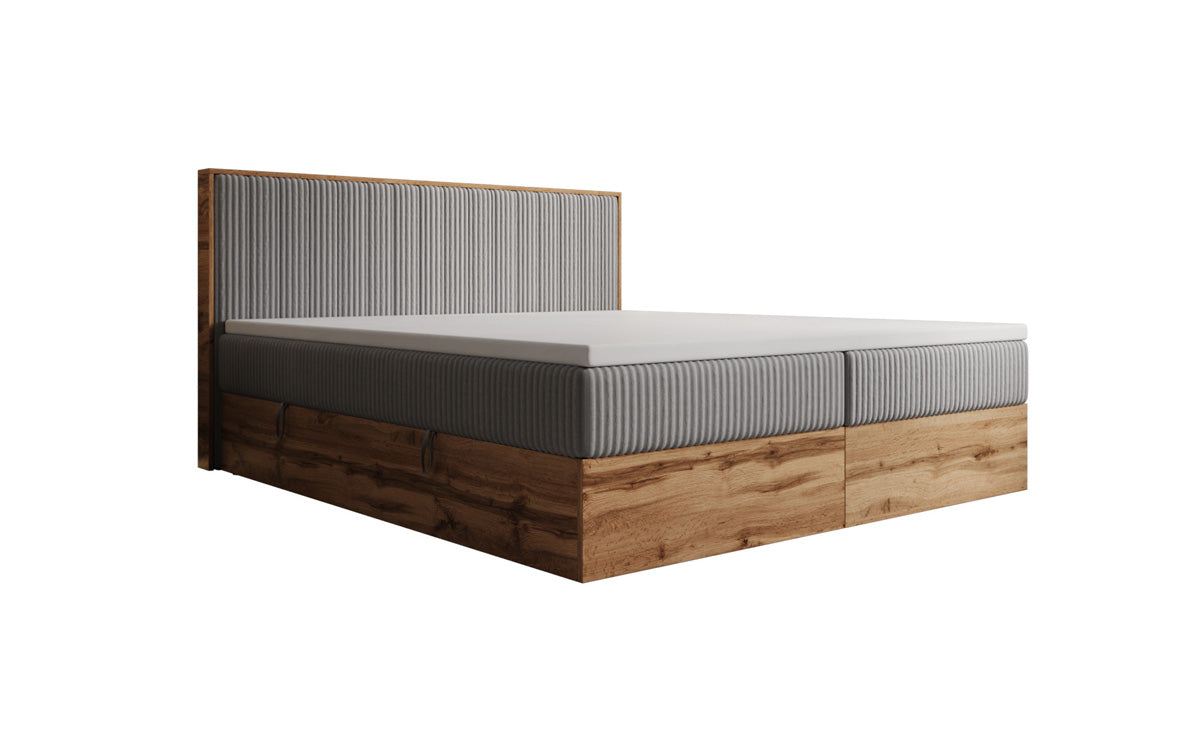 Boxspringbett Timber Line in Cord mit Stauraum