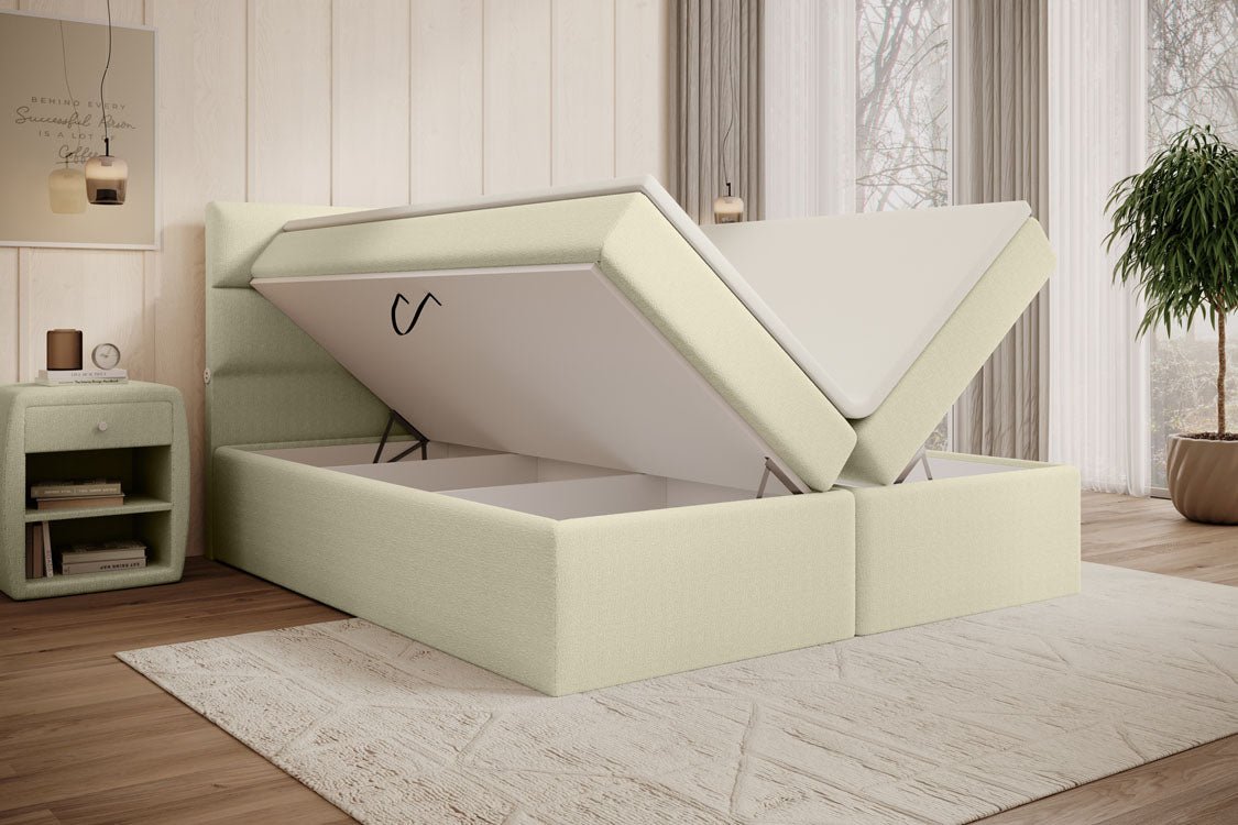Boxspringbett Carito Bouclé mit USB und Stauraum