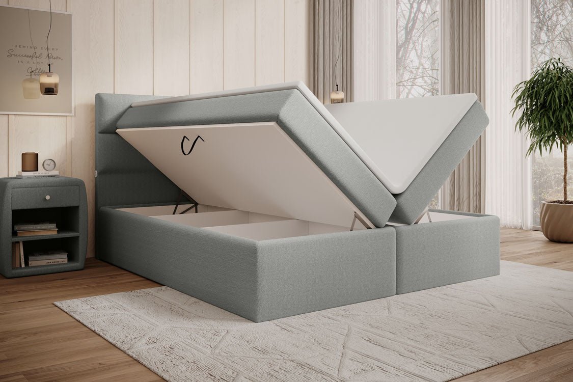 Boxspringbett Carito Bouclé mit USB und Stauraum