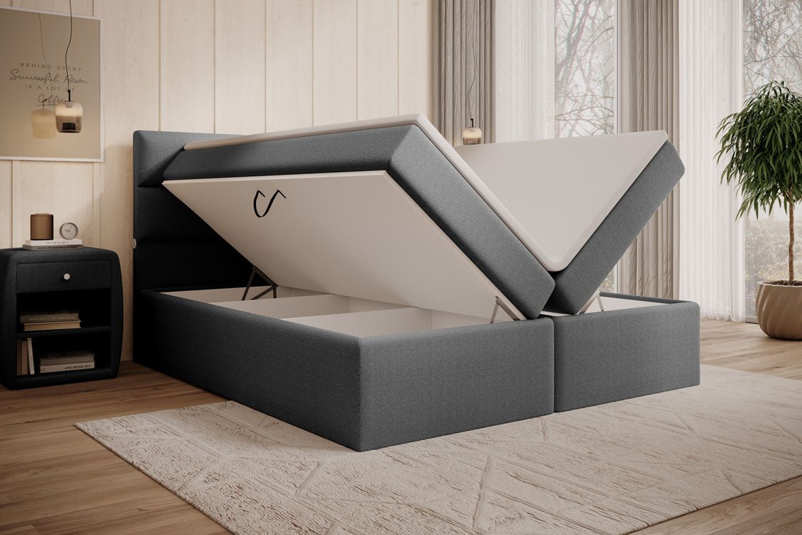 Boxspringbett Carito Bouclé mit USB und Stauraum