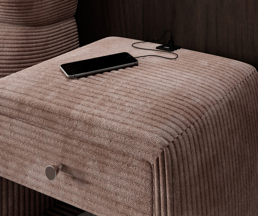 Designer Nachttisch Lilly mit USB Anschluss in Cord