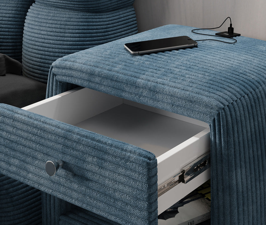 Designer Nachttisch Lilly mit USB Anschluss in Cord