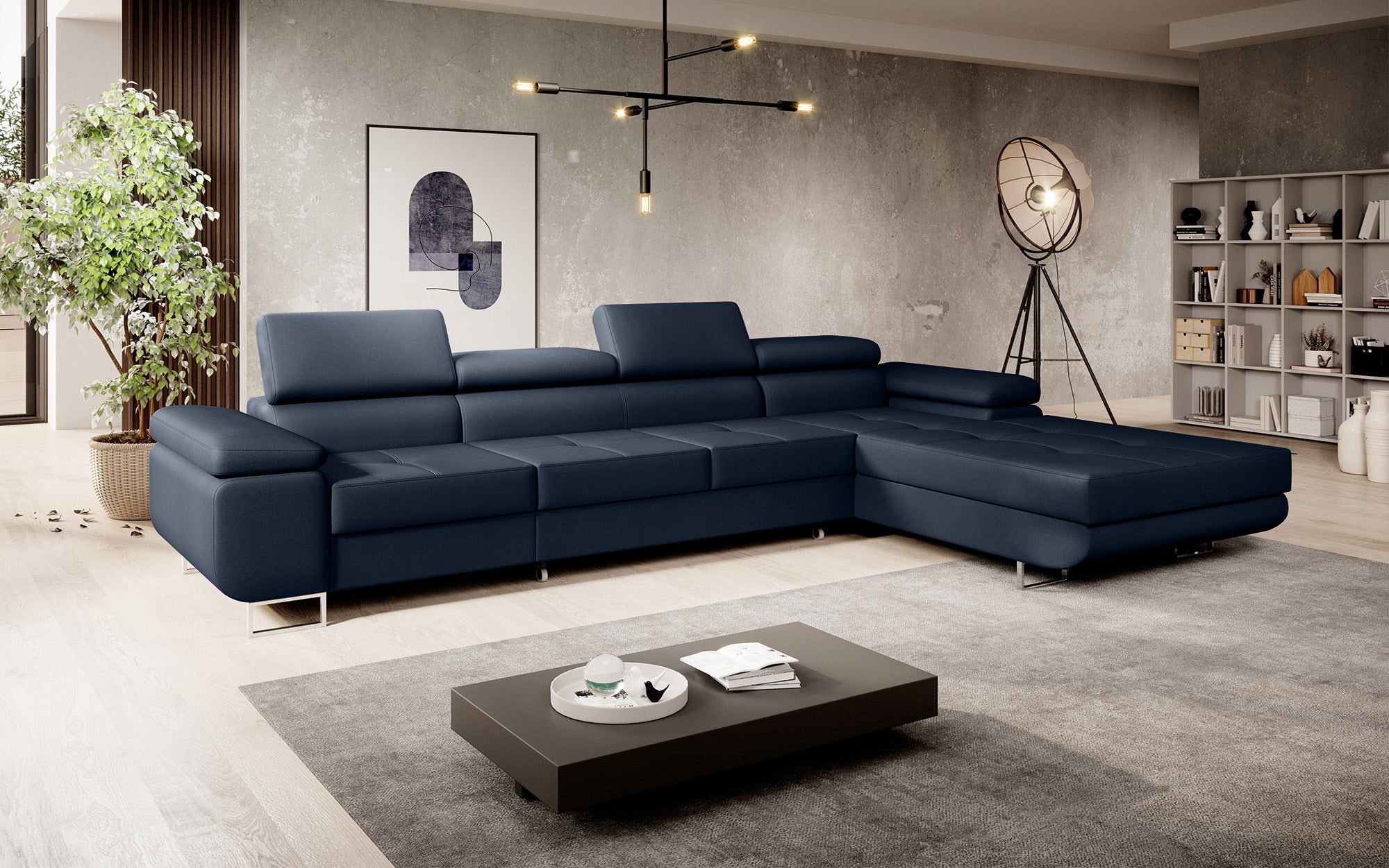 Designer Sofa Calvera Maxi mit Schlaf- und Klappfunktion in Kunstleder
