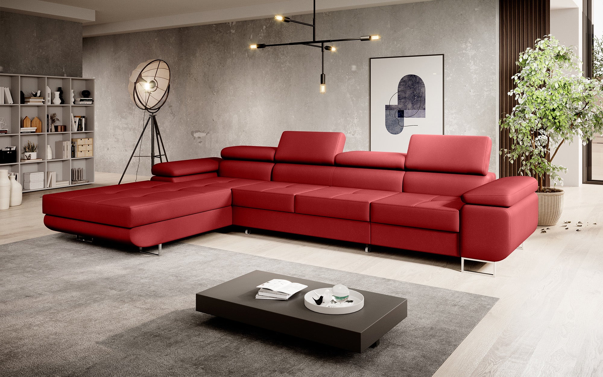 Designer Sofa Calvera Maxi mit Schlaf- und Klappfunktion in Kunstleder