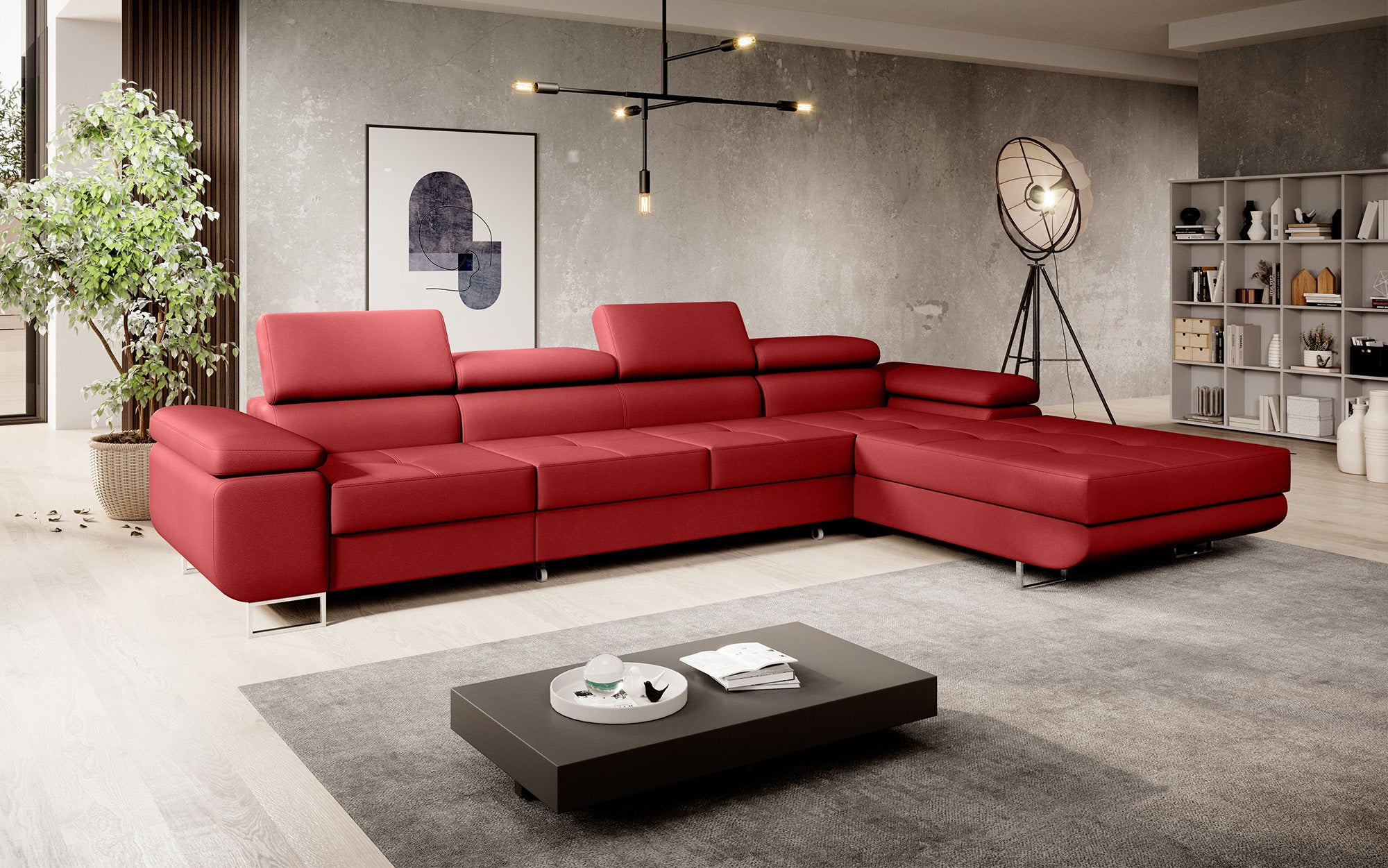 Designer Sofa Calvera Maxi mit Schlaf- und Klappfunktion in Kunstleder