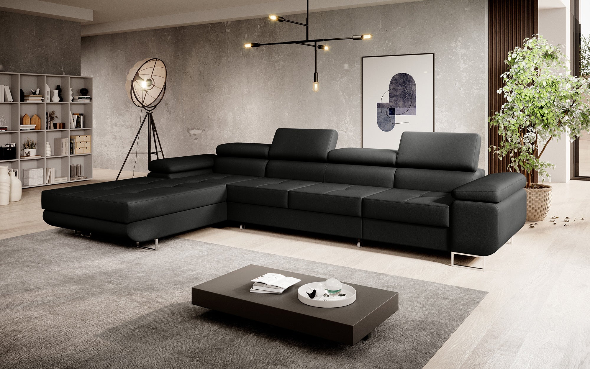 Designer Sofa Calvera Maxi mit Schlaf- und Klappfunktion in Kunstleder
