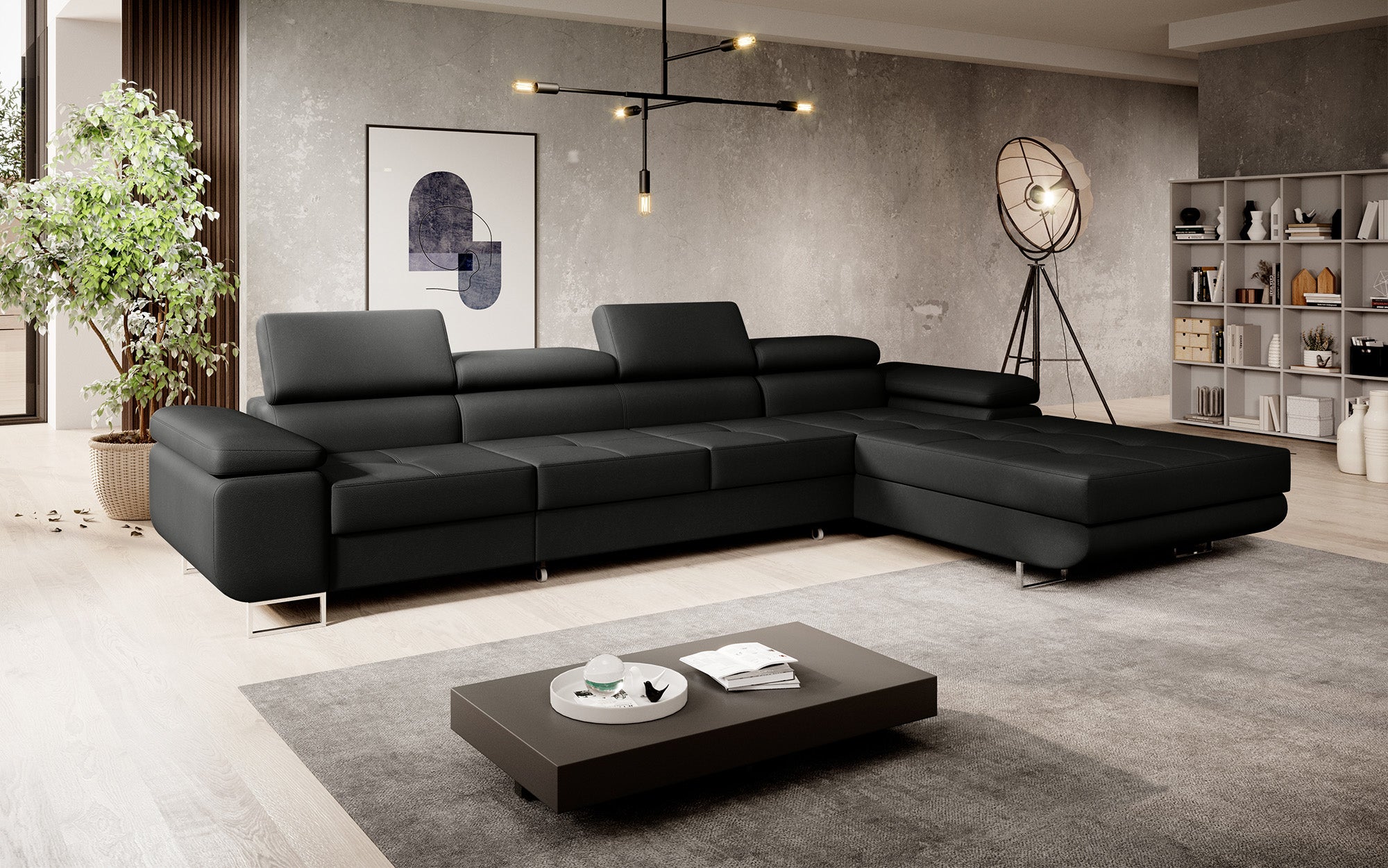 Designer Sofa Calvera Maxi mit Schlaf- und Klappfunktion in Kunstleder