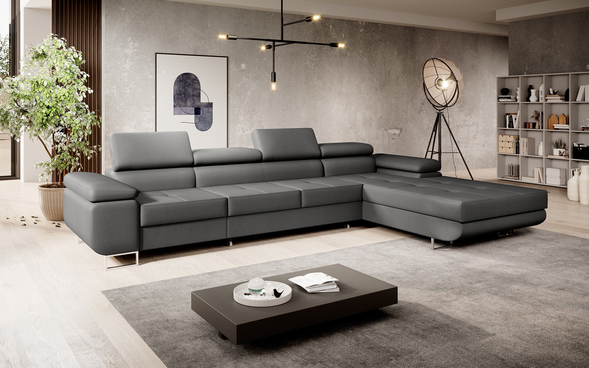 Designer Sofa Calvera Maxi mit Schlaf- und Klappfunktion in Kunstleder