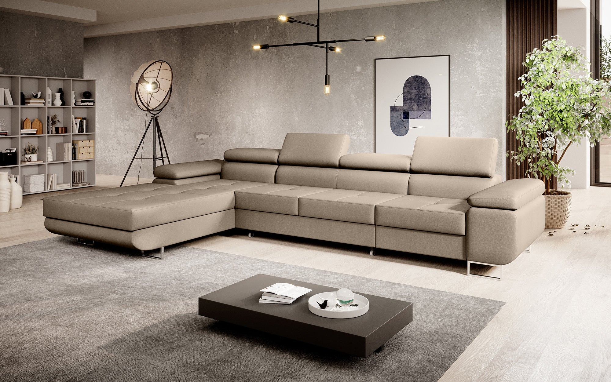 Designer Sofa Calvera Maxi mit Schlaf- und Klappfunktion in Kunstleder