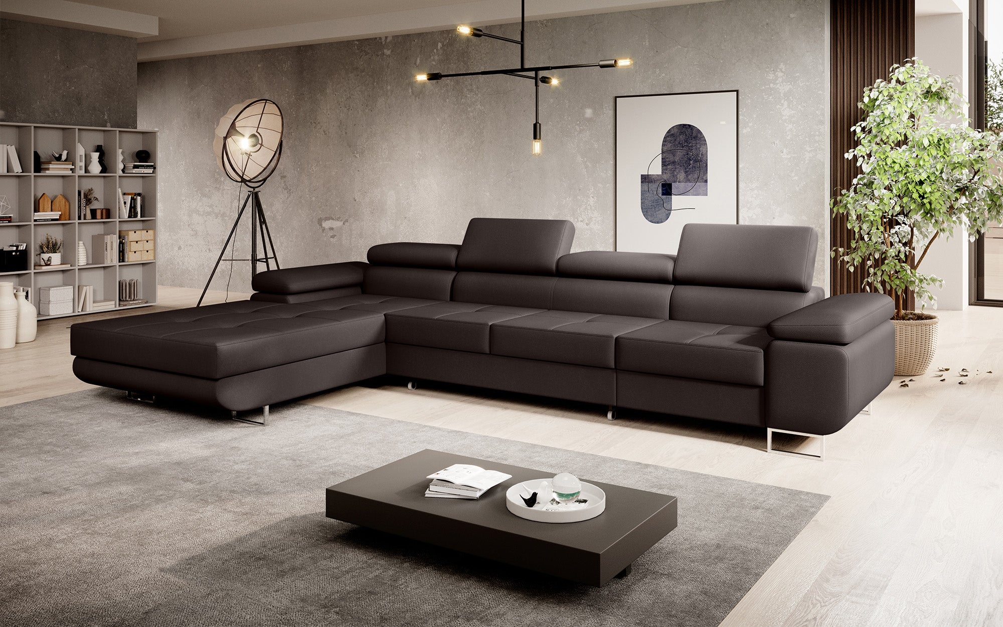 Designer Sofa Calvera Maxi mit Schlaf- und Klappfunktion in Kunstleder