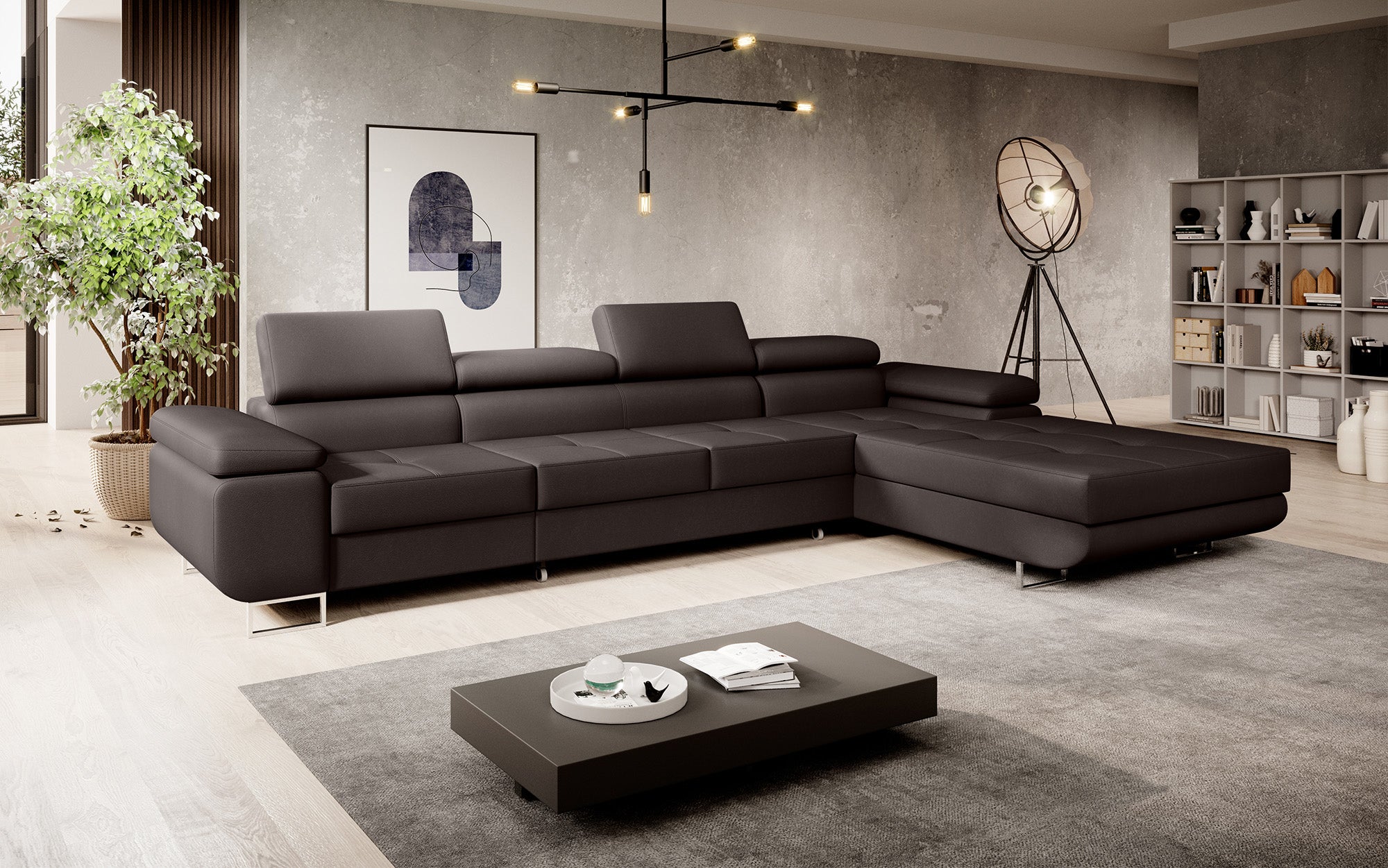 Designer Sofa Calvera Maxi mit Schlaf- und Klappfunktion in Kunstleder