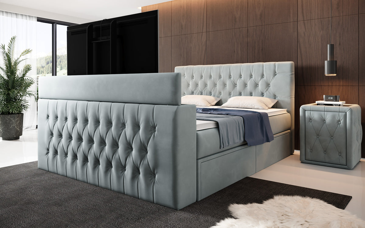 Boxspringbett Vulnero mit TV Lift und Stauraum (2 Schubladen)