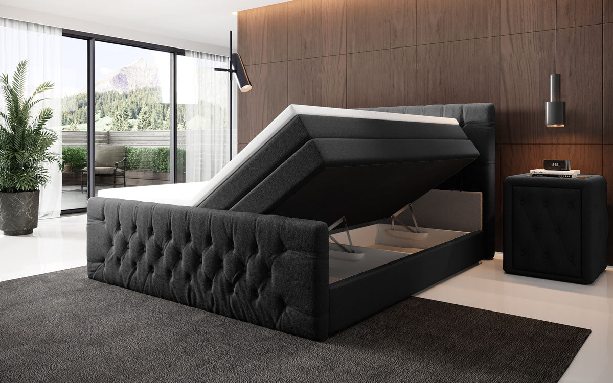 Boxspringbett Velutto Bouclé mit Stauraum