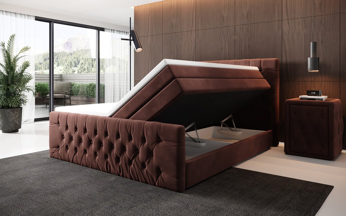 Boxspringbett Velutto mit Stauraum - Chesterfieldoptik