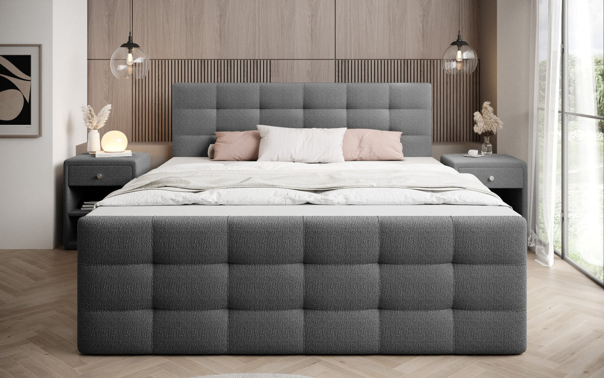 Boxspringbett Luxor Bouclé mit Stauraum