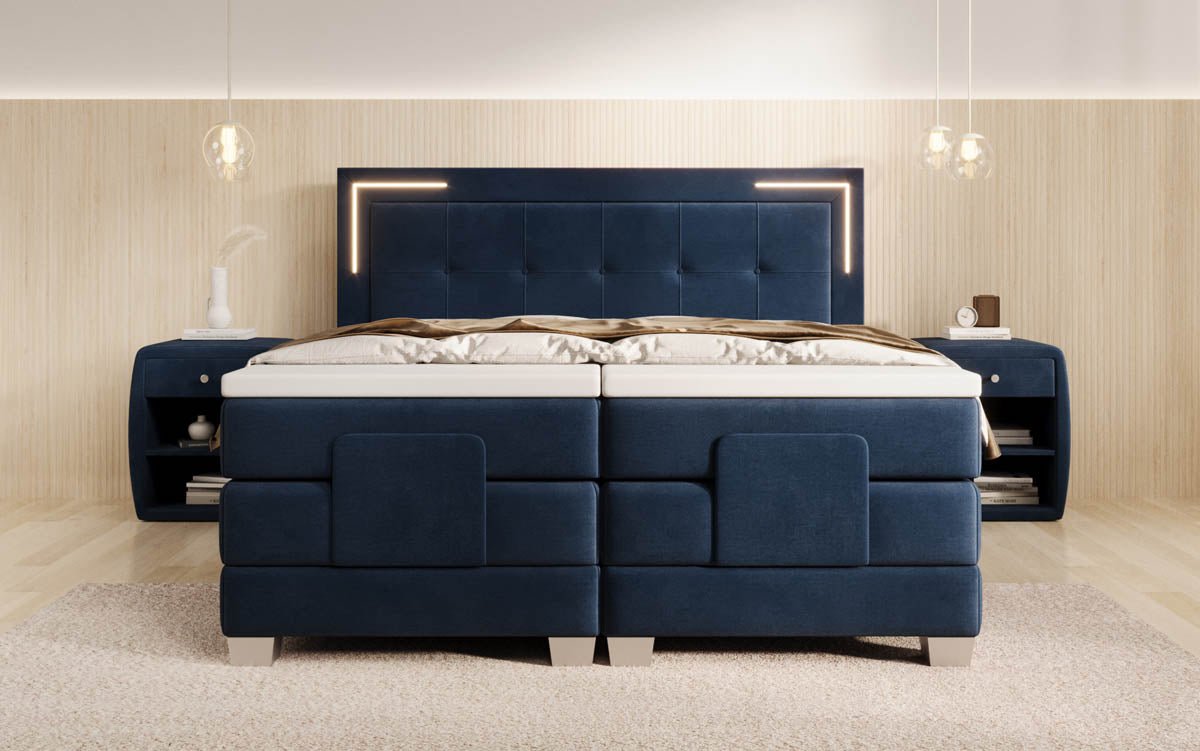 Boxspringbett Noctis Samt elektrisch verstellbar mit LED