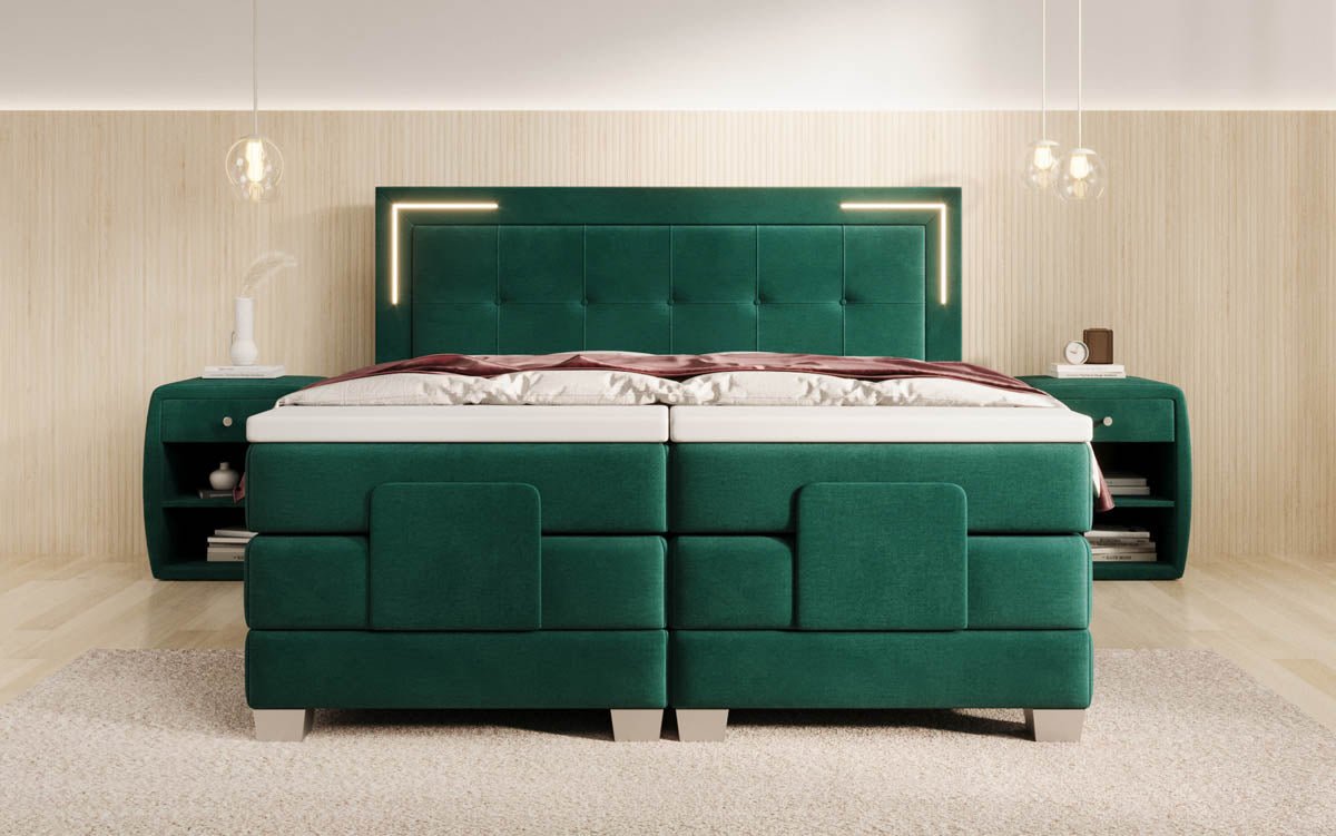 Boxspringbett Noctis Samt elektrisch verstellbar mit LED