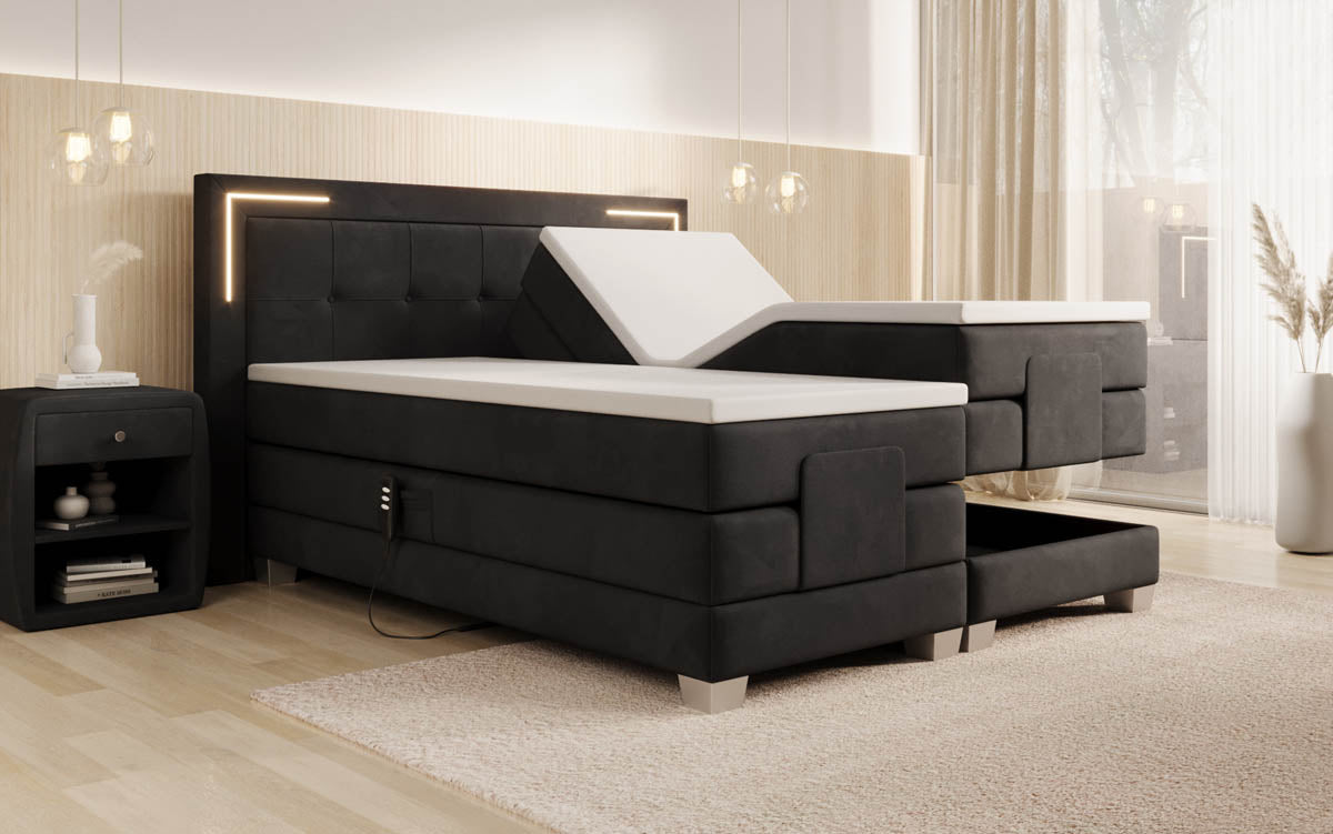 Boxspringbett Noctis Samt elektrisch verstellbar mit LED
