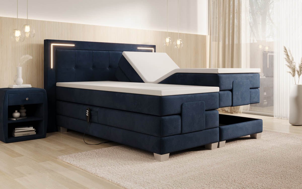 Boxspringbett Noctis Samt elektrisch verstellbar mit LED