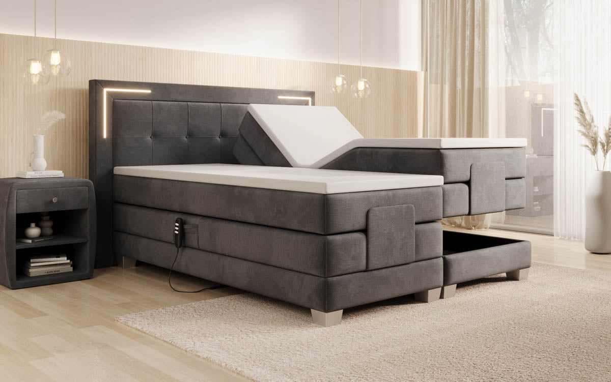 Boxspringbett Noctis Samt elektrisch verstellbar mit LED