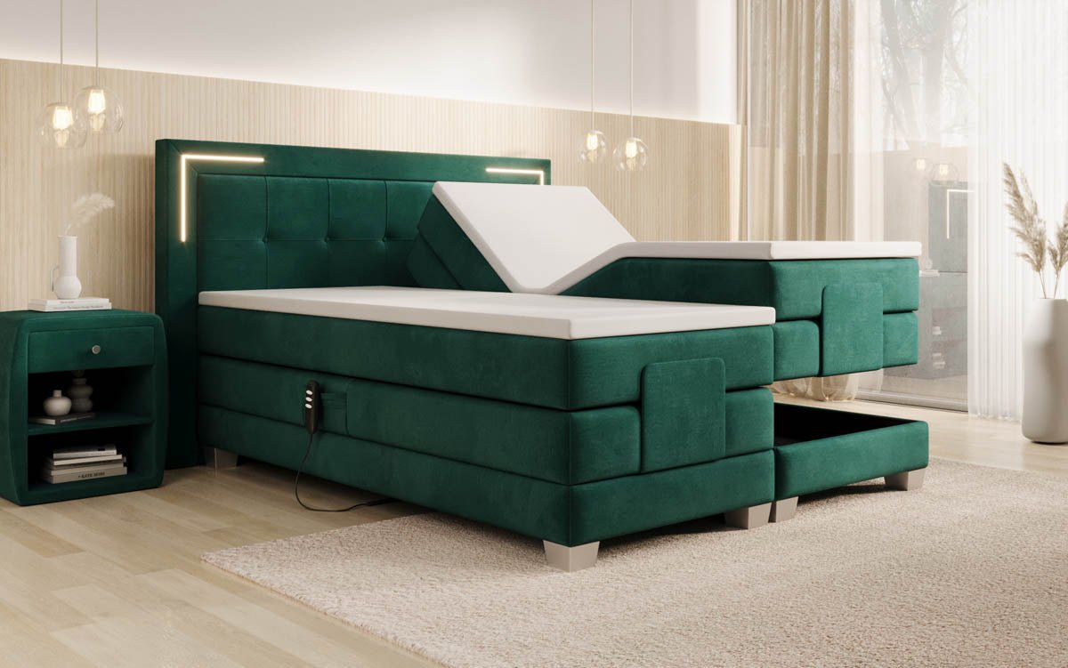 Boxspringbett Noctis Samt elektrisch verstellbar mit LED