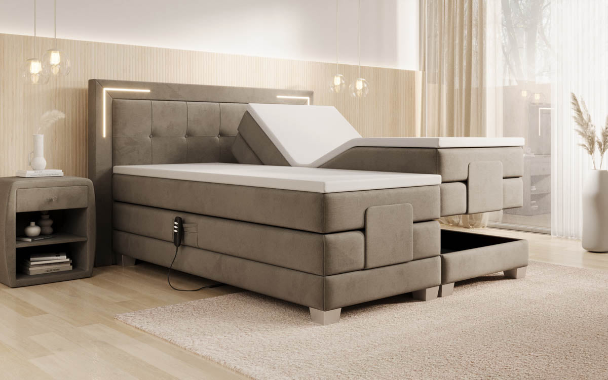 Boxspringbett Noctis Samt elektrisch verstellbar mit LED