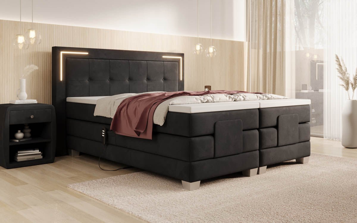 Boxspringbett Noctis Samt elektrisch verstellbar mit LED