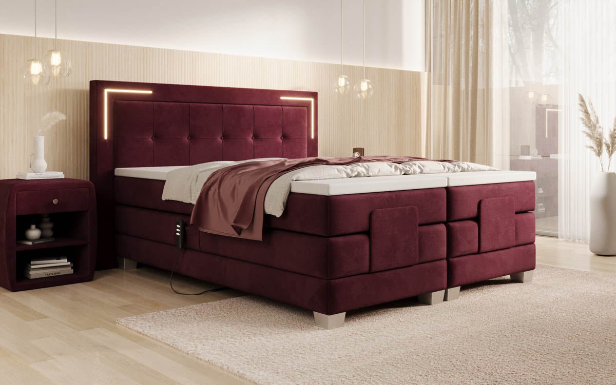 Boxspringbett Noctis Samt elektrisch verstellbar mit LED