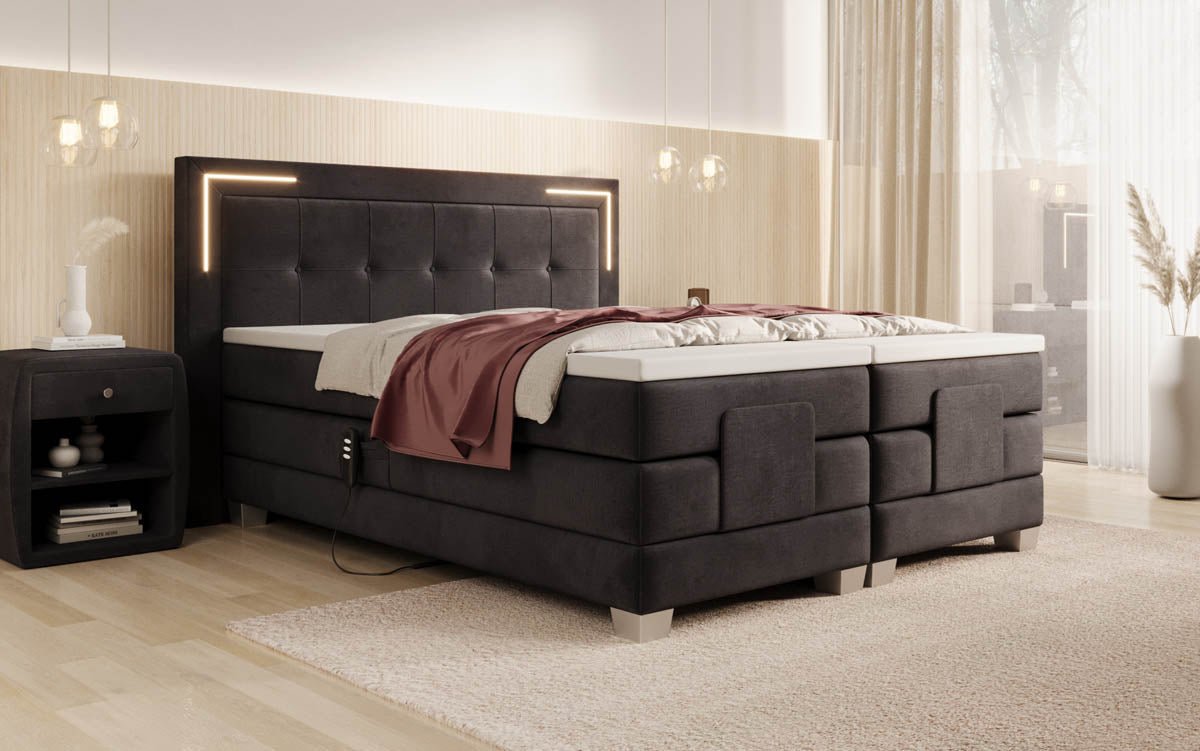 Boxspringbett Noctis Samt elektrisch verstellbar mit LED