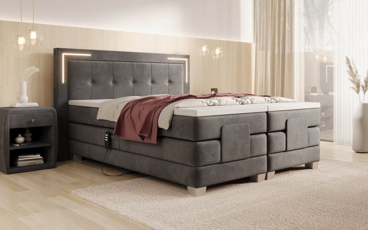 Boxspringbett Noctis Samt elektrisch verstellbar mit LED