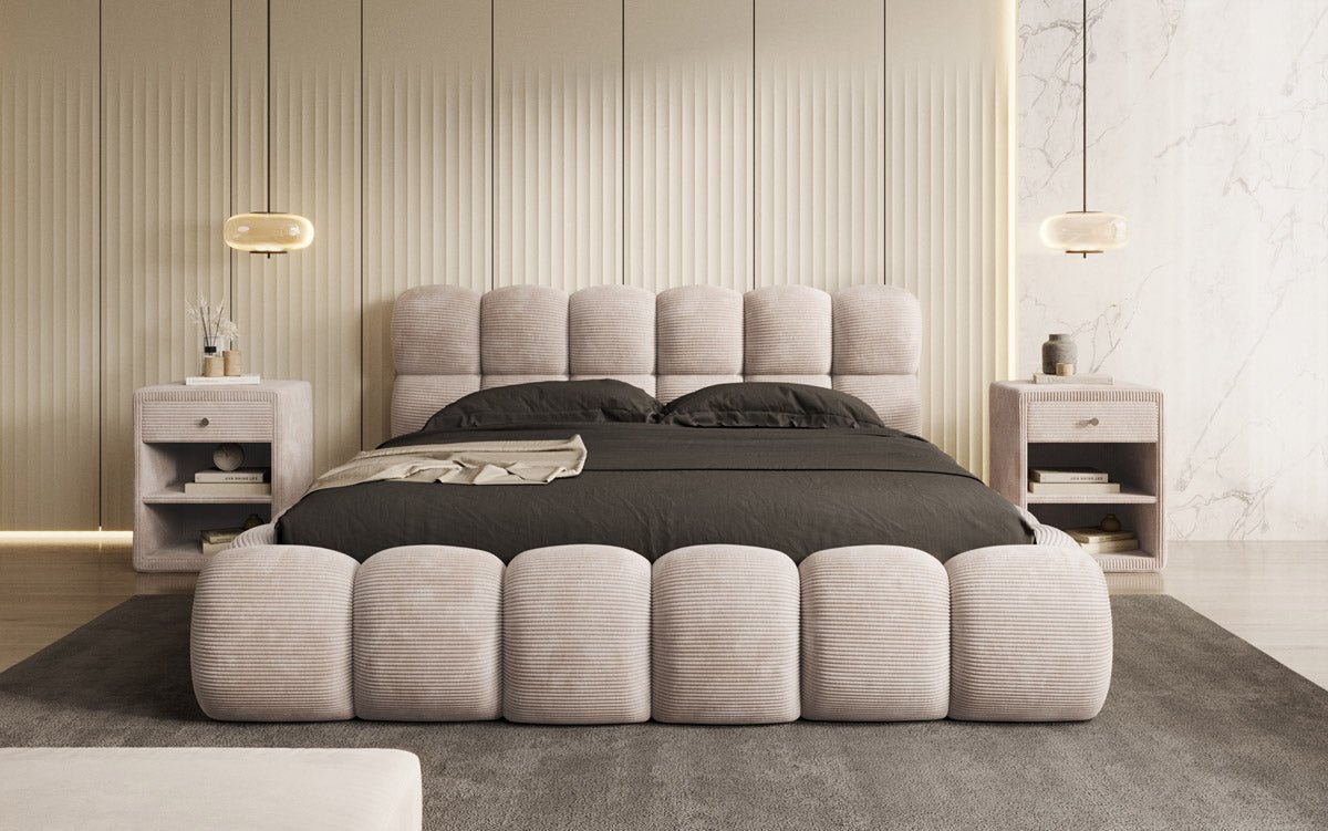Designer Polsterbett Boston Cord mit Stauraum