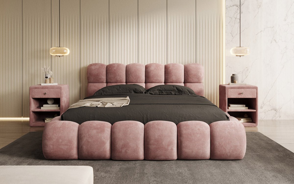Designer Polsterbett Boston Cord mit Stauraum