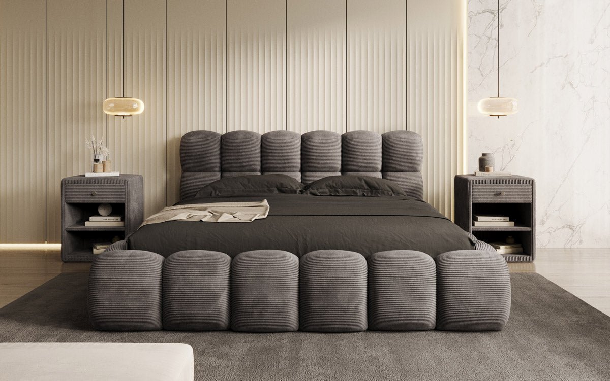 Designer Polsterbett Boston Cord mit Stauraum