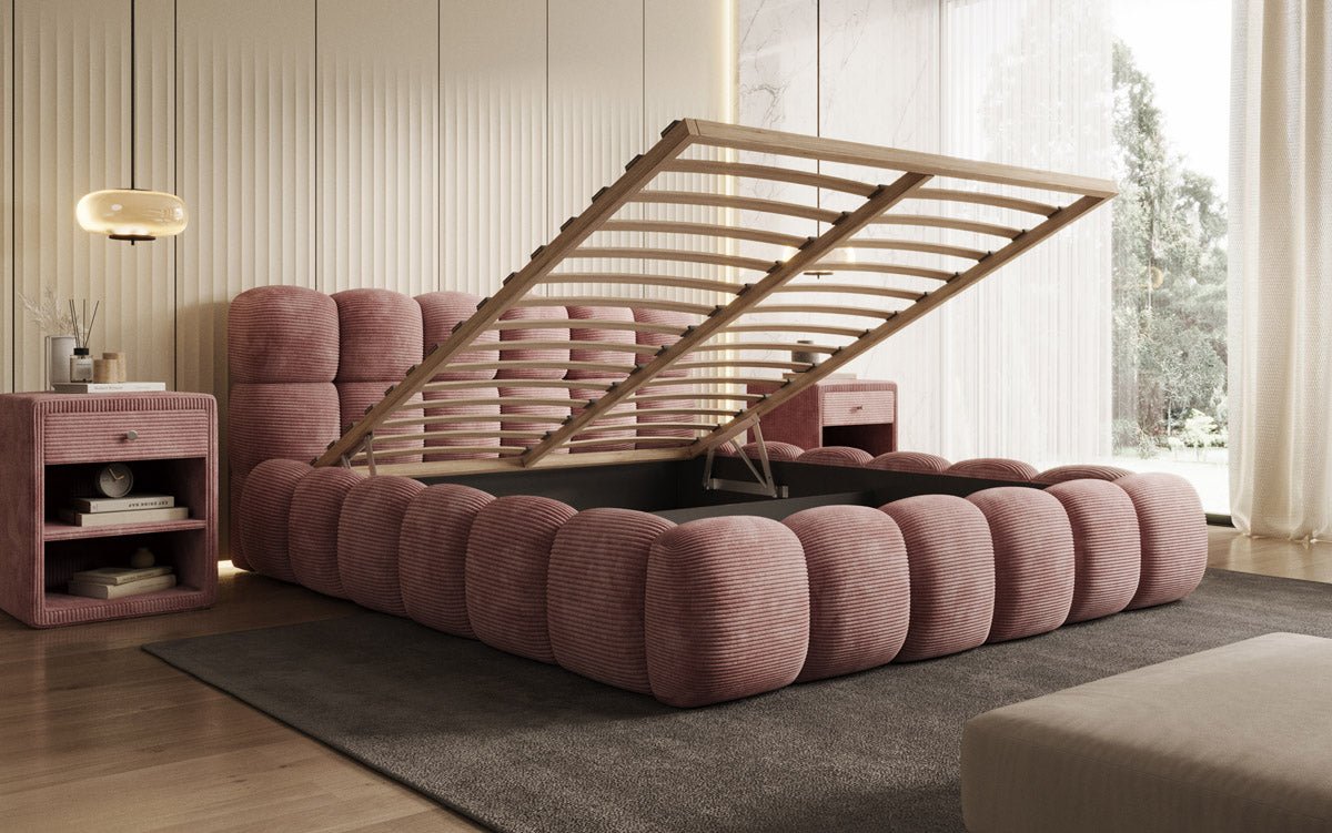 Designer Polsterbett Boston Cord mit Stauraum