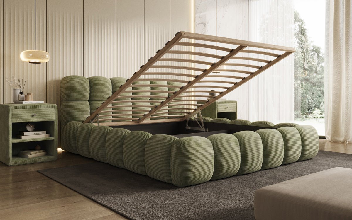 Designer Polsterbett Boston Cord mit Stauraum