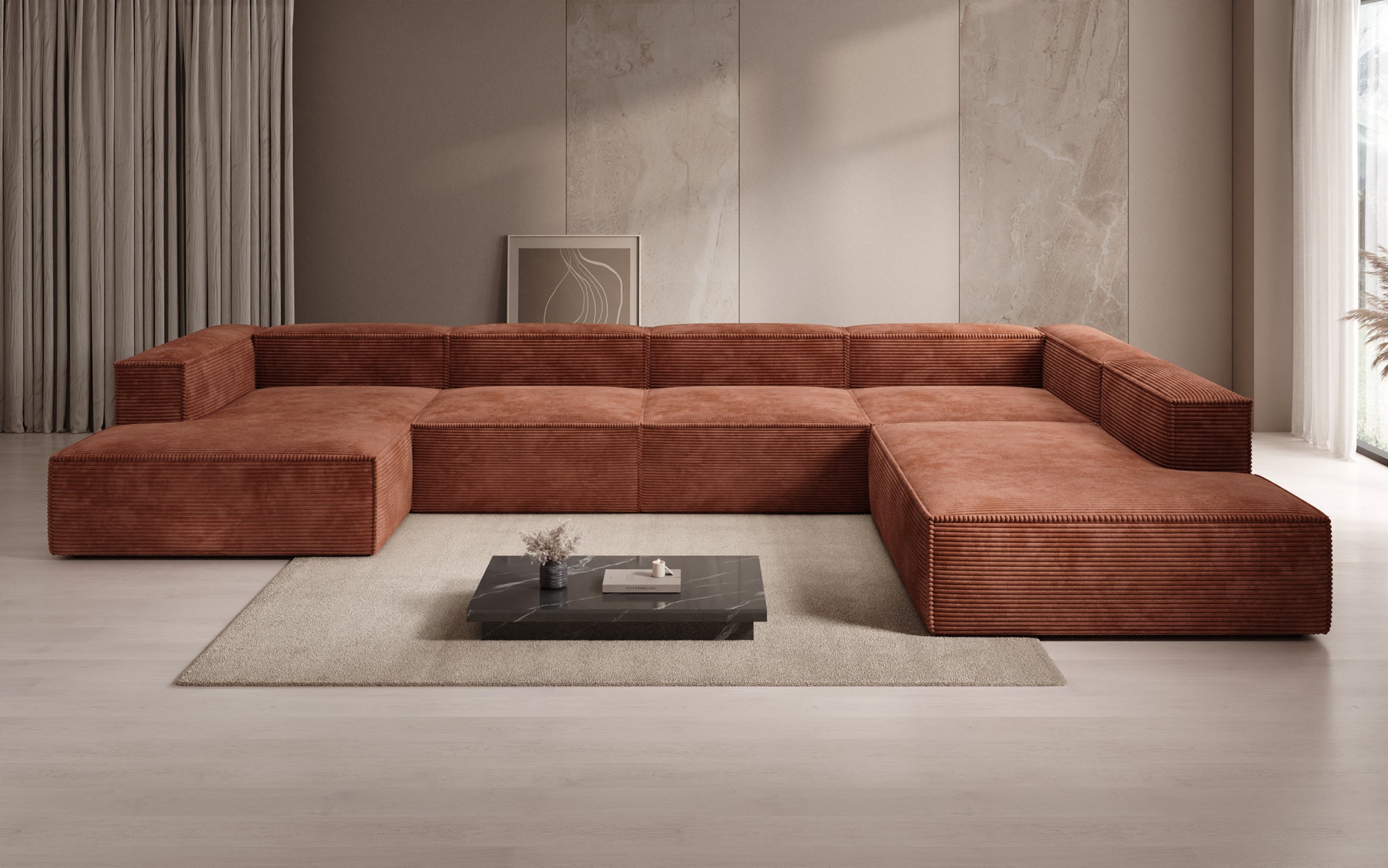 Designer Sofa Lesley U XXL in Cord