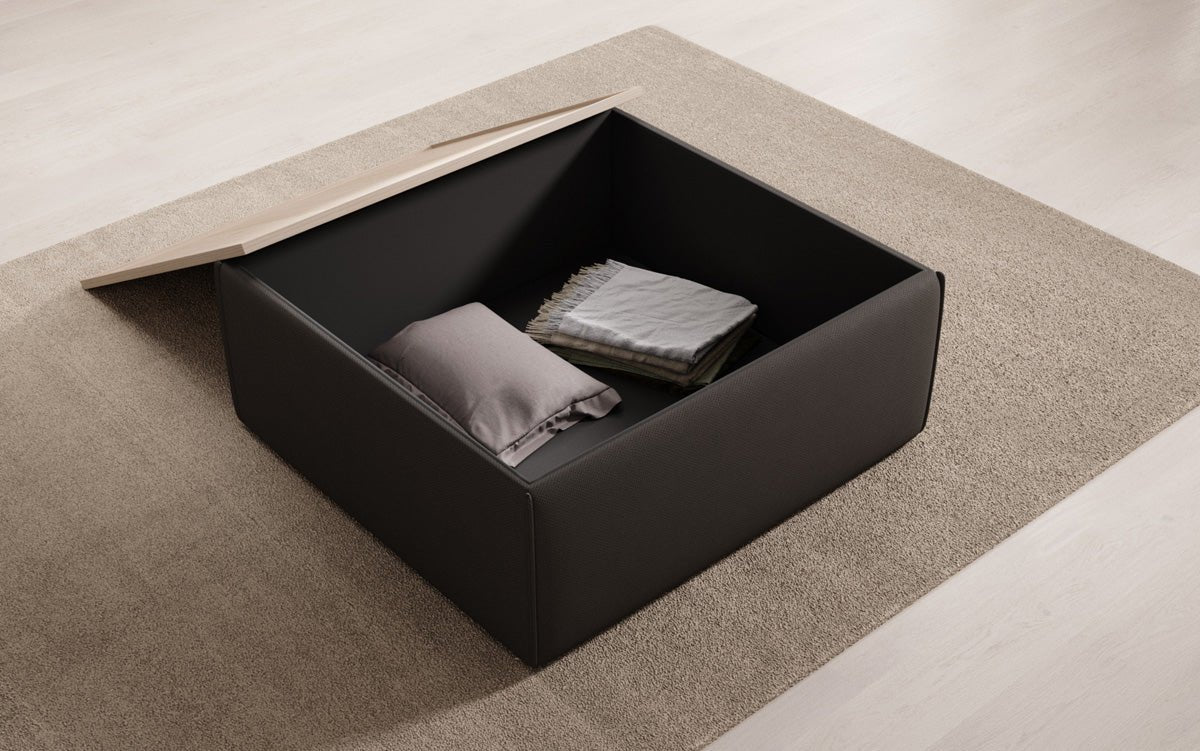 Beistellhocker/Couchtisch Lesley mit Stauraum in Stoff