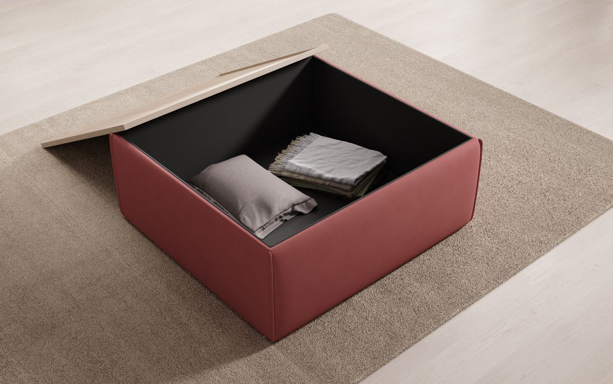 Beistellhocker/Couchtisch Lesley mit Stauraum in Stoff