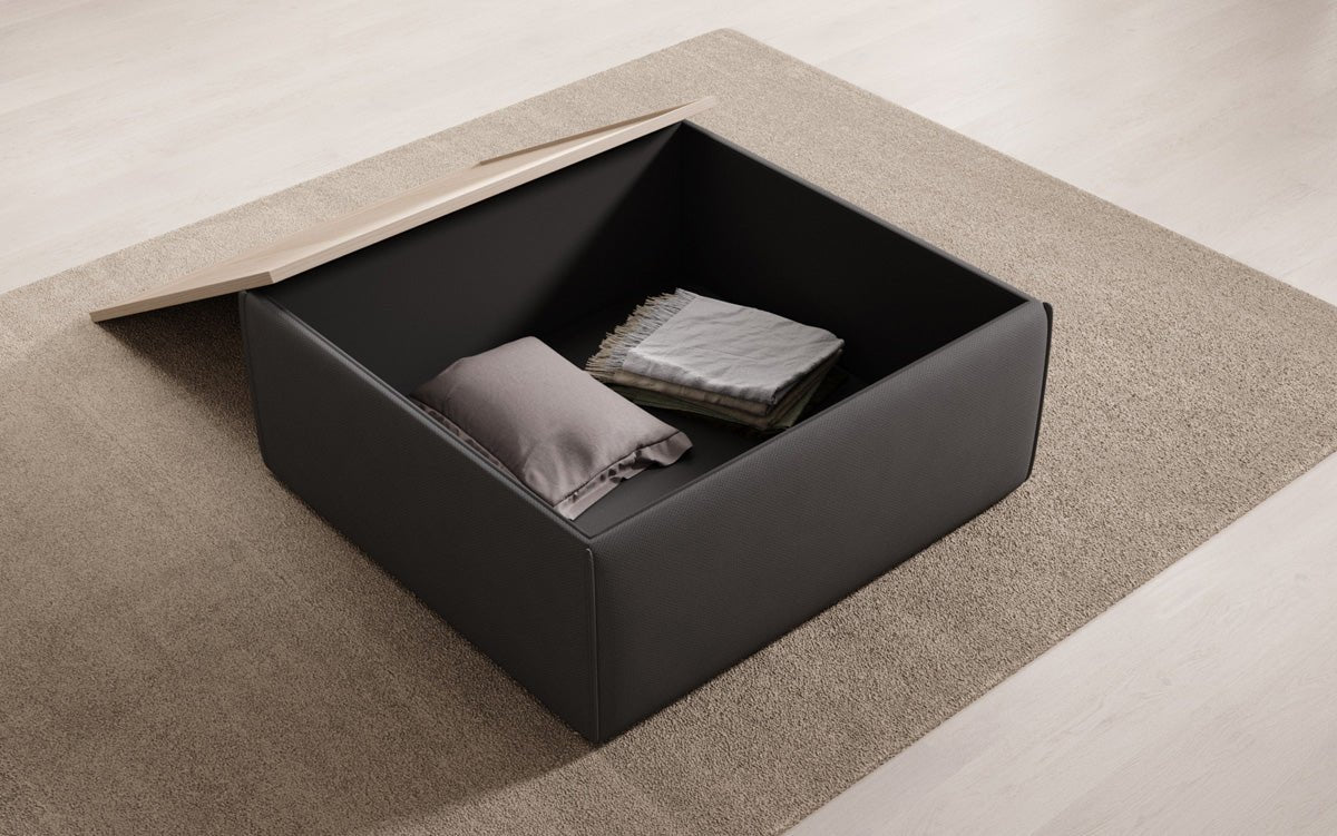 Beistellhocker/Couchtisch Lesley mit Stauraum in Stoff