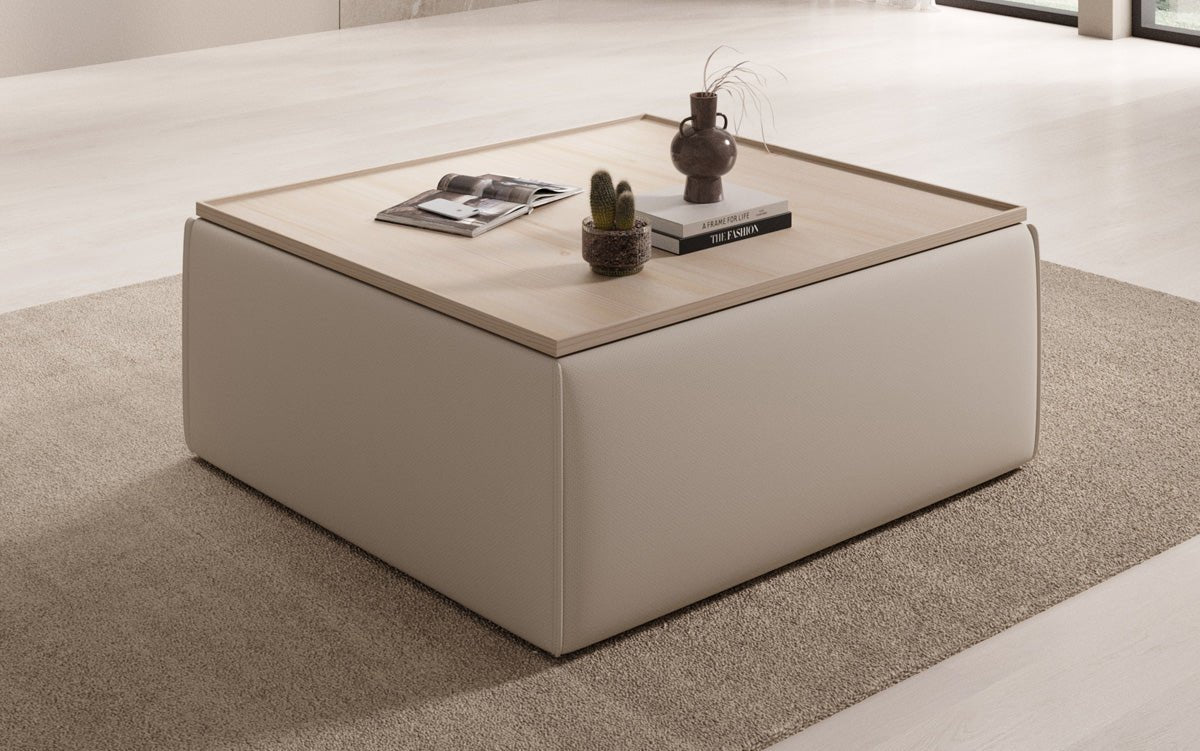 Beistellhocker/Couchtisch Lesley mit Stauraum in Stoff