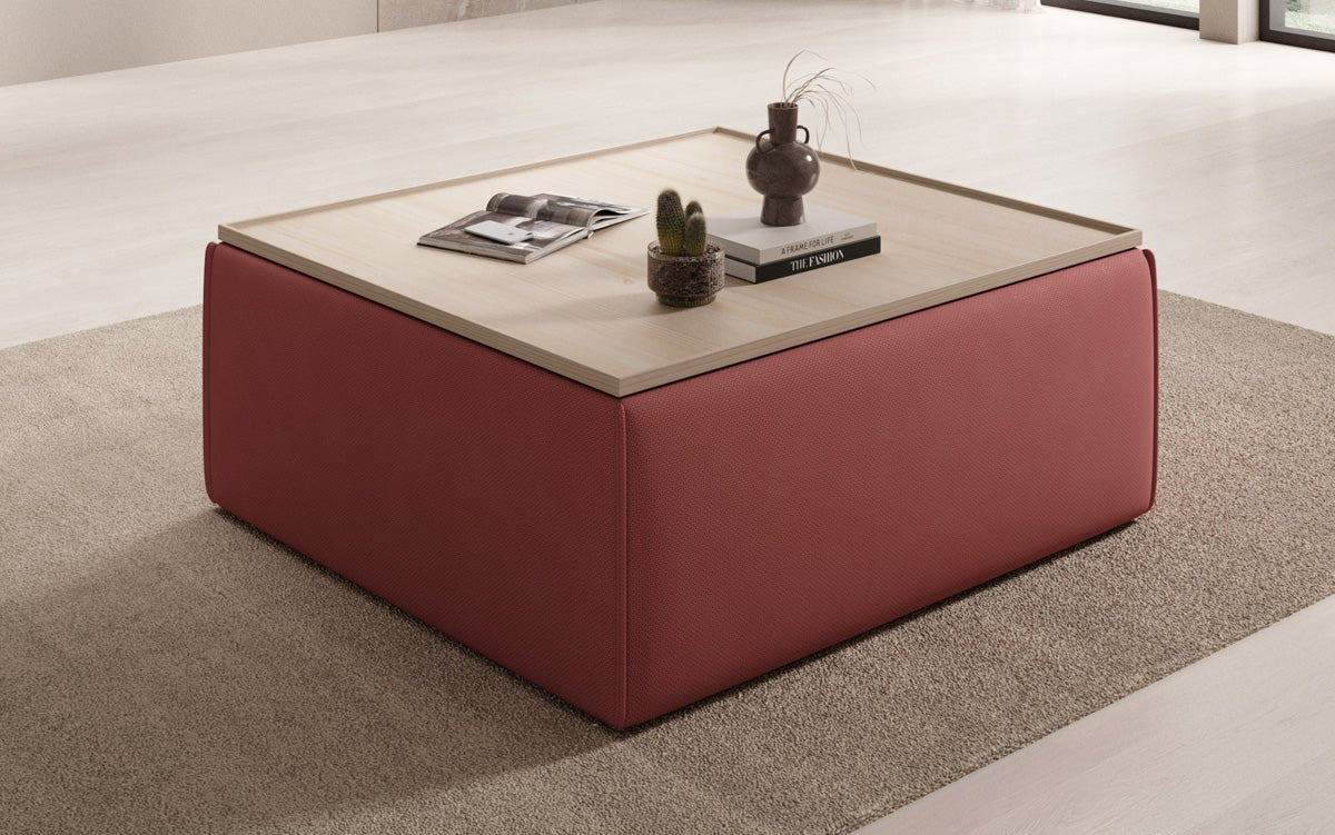 Beistellhocker/Couchtisch Lesley mit Stauraum in Stoff