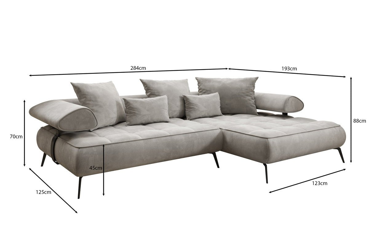 Designer Sofa Sydney L II Samt mit elektrischer Schlaffunktion