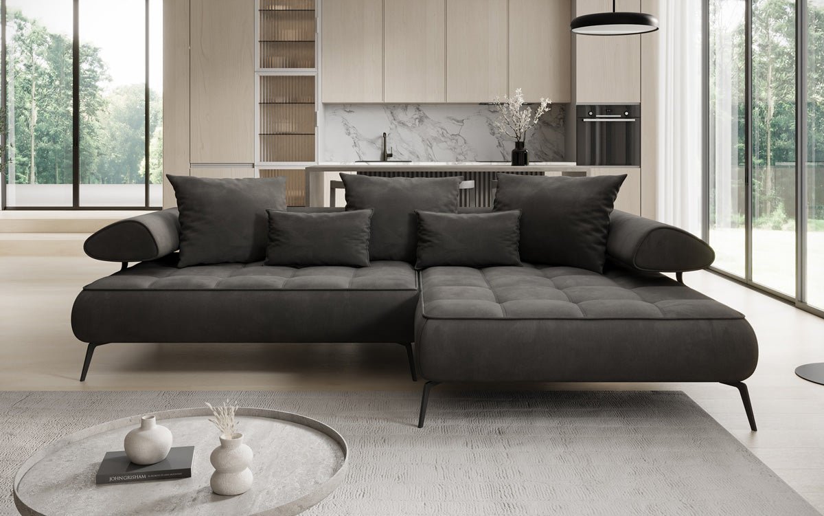 Designer Sofa Sydney L II Samt mit elektrischer Schlaffunktion